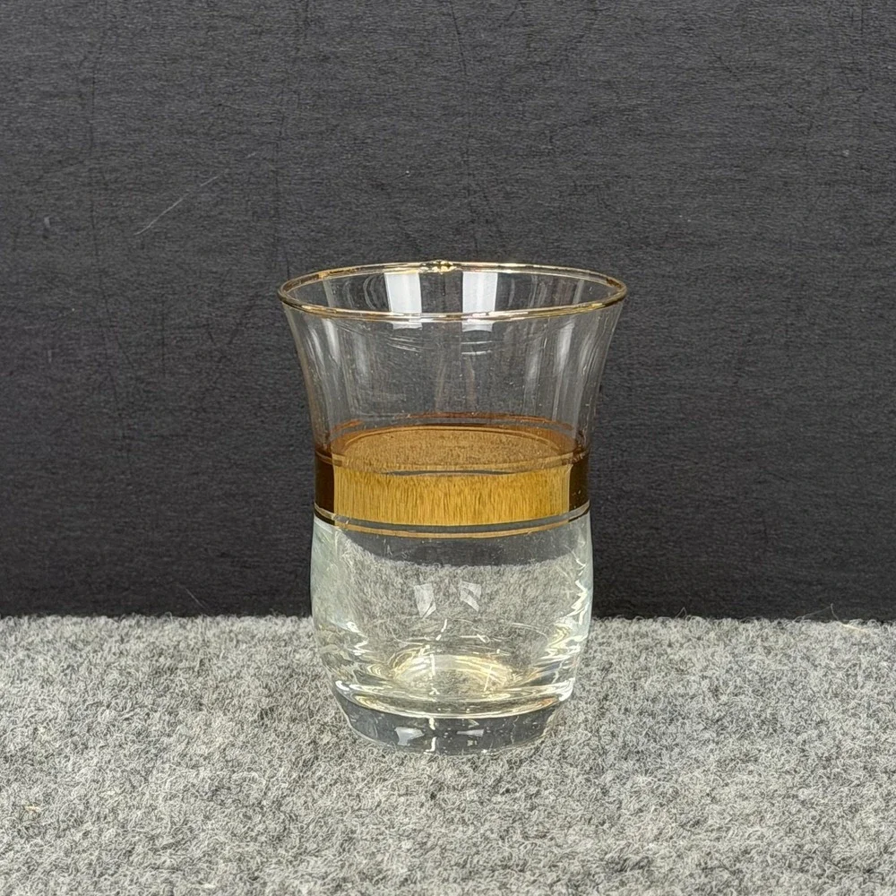VTG Turkish Tea Glasses SET OF 8 Gold Band Rimmed Cordial Retro MCM Barware
